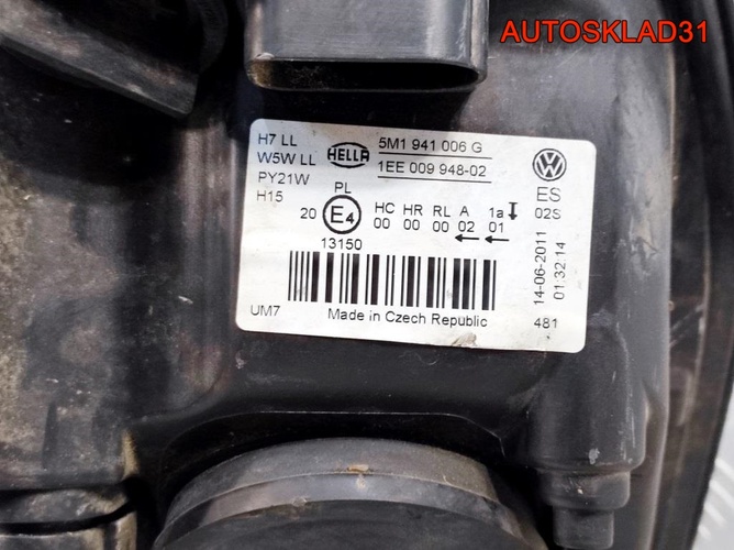 Фара правая Volkswagen Golf Plus 5M1941006G Фара правая Volkswagen Golf Plus 5M1941006G